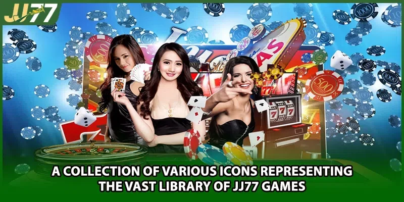 A collection of various icons representing the vast library of JJ77 games
