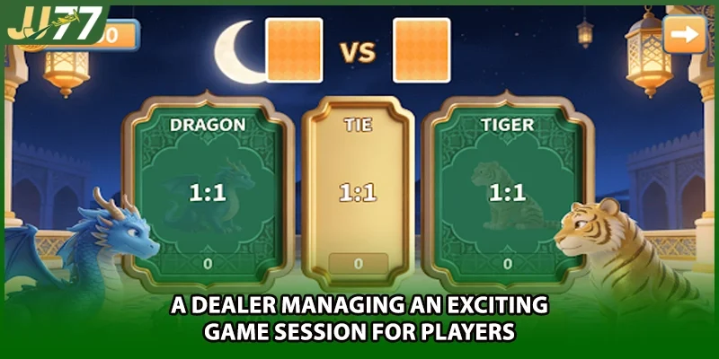 A dealer managing an exciting game session for players