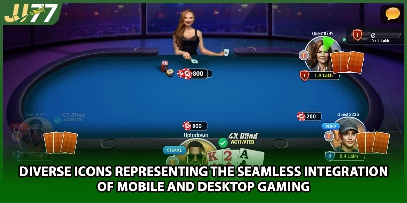 Diverse icons representing the seamless integration of mobile and desktop gaming