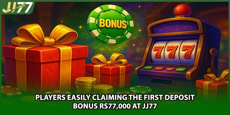 Players easily claiming the First deposit bonus Rs77,000 at JJ77