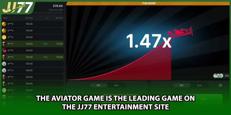The Aviator game is the leading game on the JJ77 entertainment site