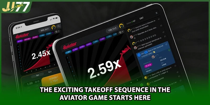 The exciting takeoff sequence in the Aviator game starts here